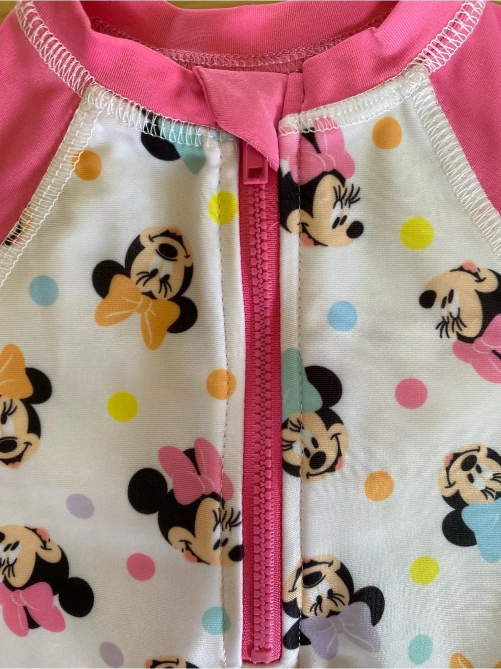 Disney Minnie Mouse Baby Swimsuit 0-3 Months One Piece Snap Infant Bathing Suit
